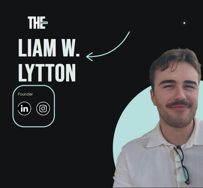 an arrow point and focusing on the left hand side of liams author bio page.