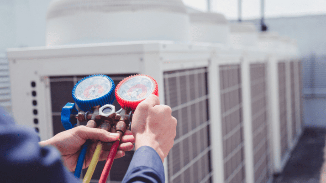 Customer signing service agreement with Leeds HVAC company