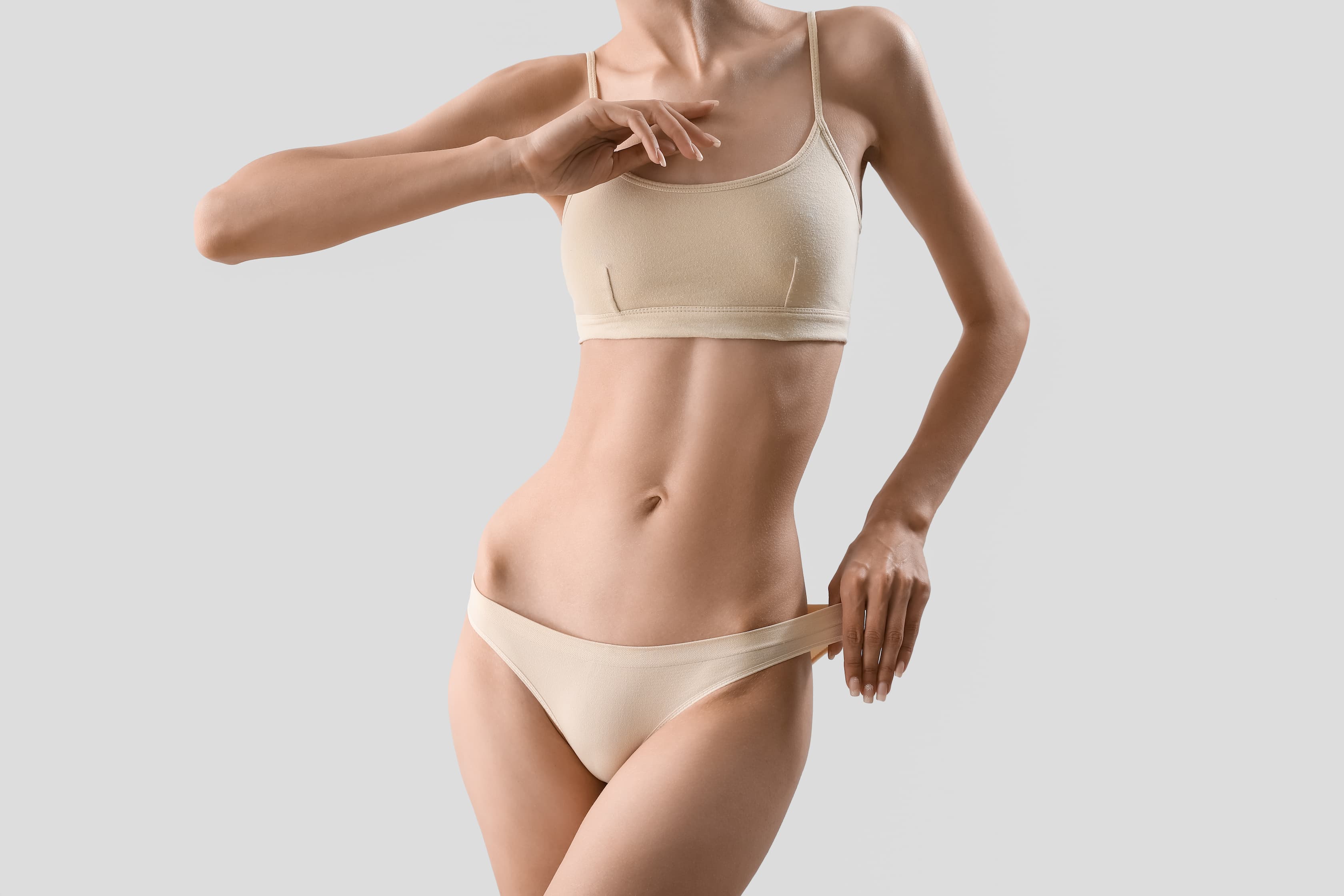 woman's body in nude undergarment set
