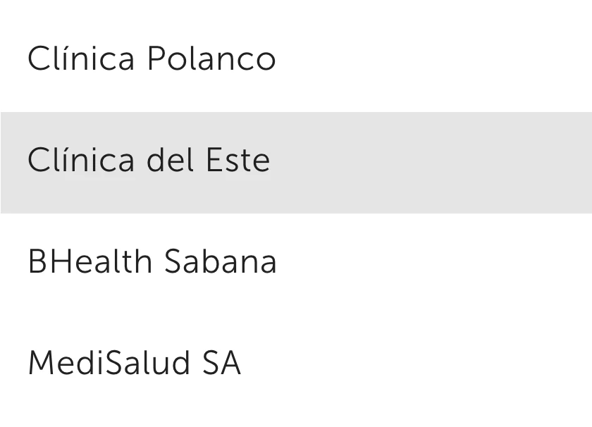 Seleccionador de clínicas médicas