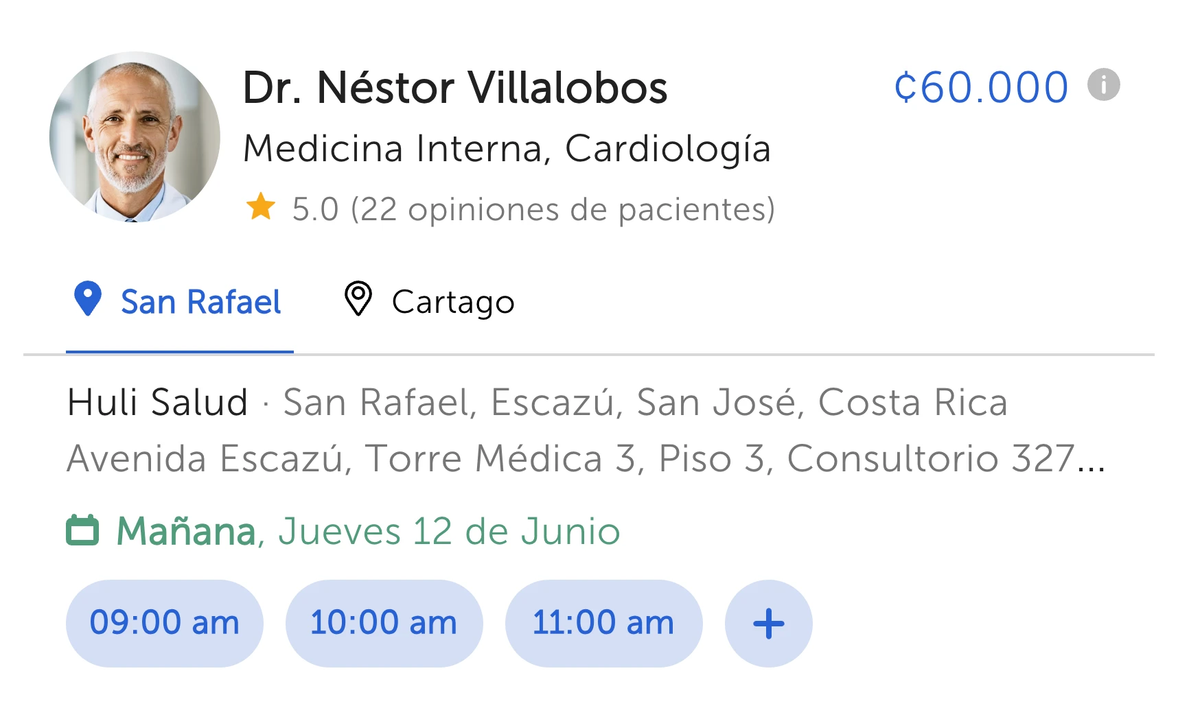 Perfil médico online de un doctor de medicina interna