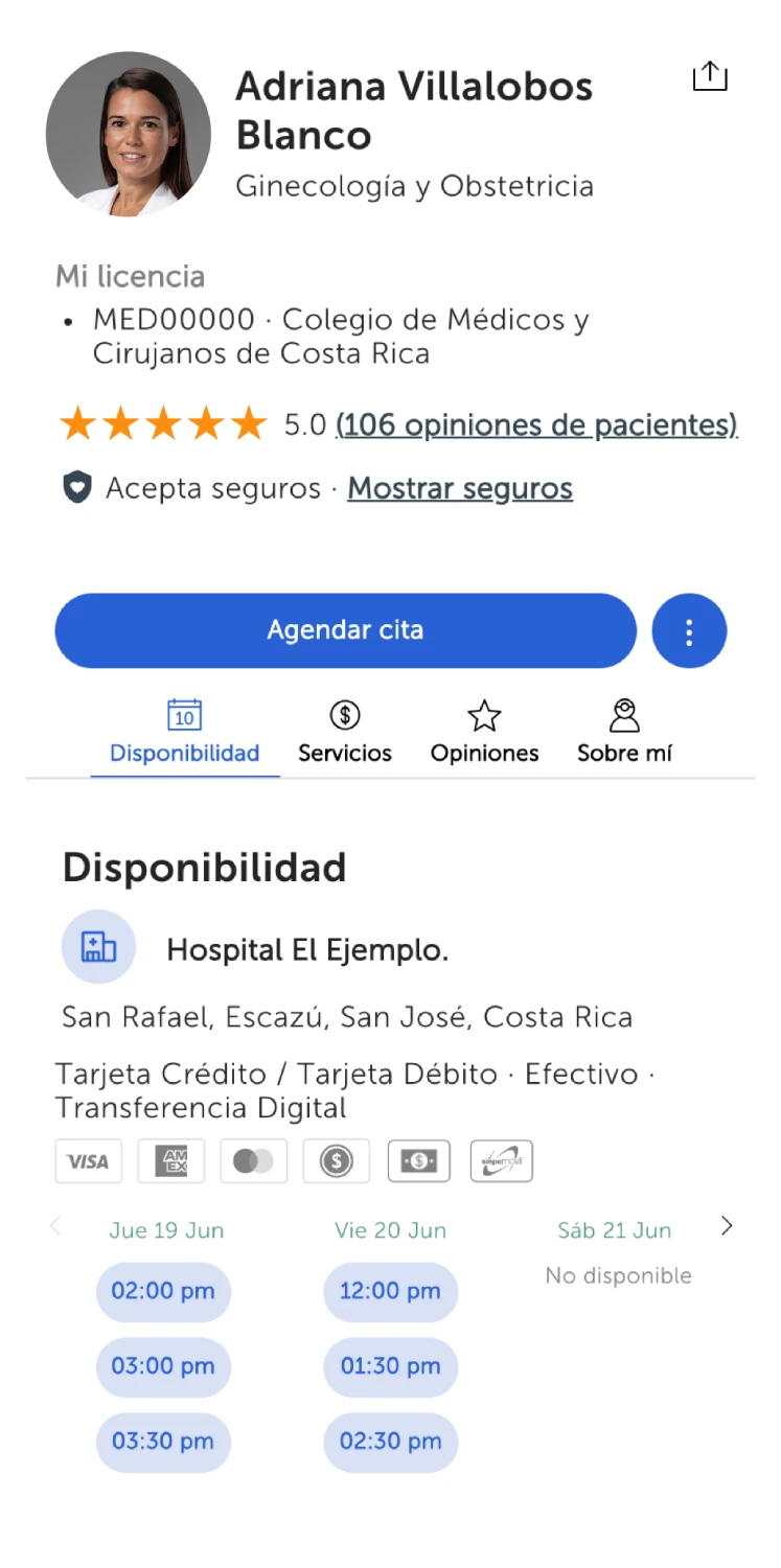 Perfil médico y agenda médica