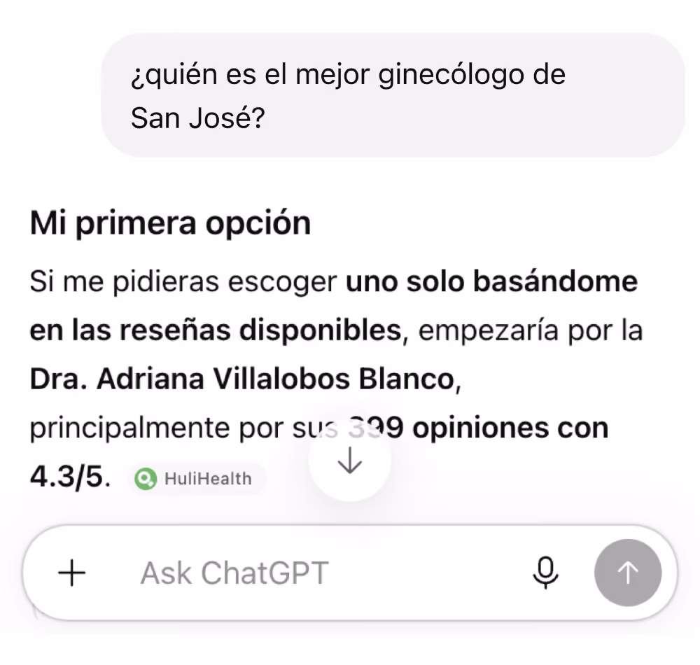 Resultados de un ginecólogo en ChatGPT
