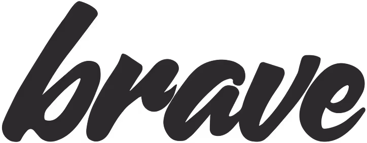 The word 'brave' written in bold, black cursive letters on a transparent background.