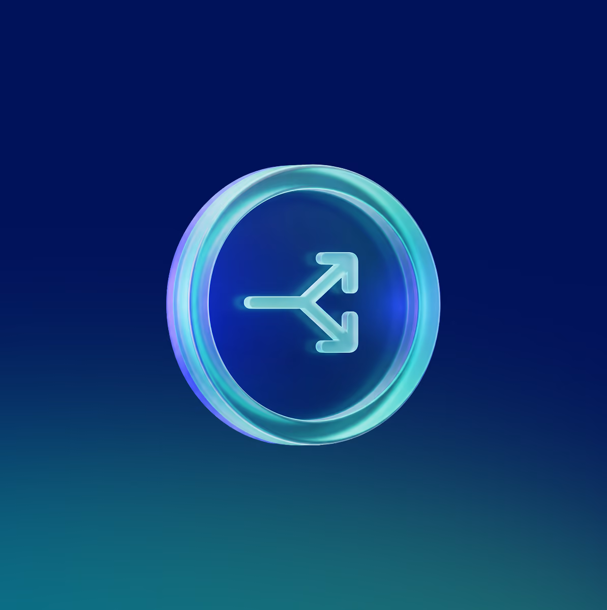 Glowing magnifying glass icon on a dark blue gradient tile.