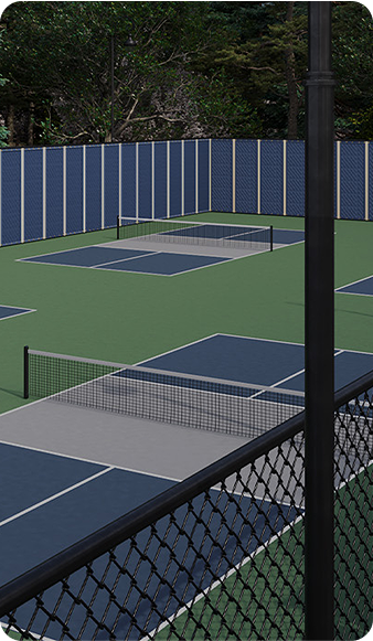 An outdoor tennis area.