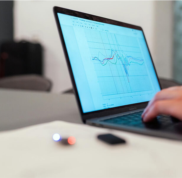  A man using a laptop.