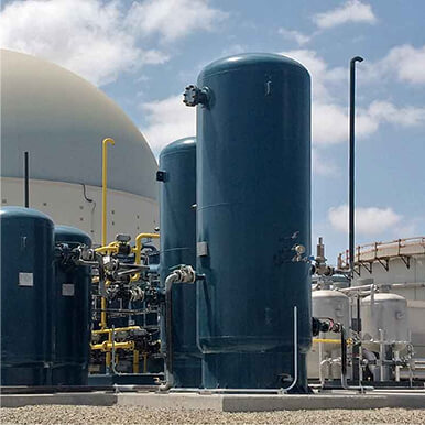 A shot of a fuel tank in a power plant.