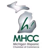 Logo of Michigan Hispanic Chamber of Commerce featuring a stylized outline of the state of Michigan with 'MHCC' and chamber name text below.