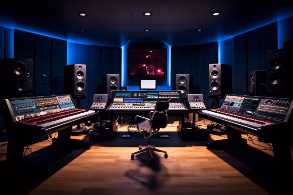 Acoustic panels in  a recording studio: Recording Studio Stock photos by Vecteezy