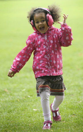 child wearing hearing protection