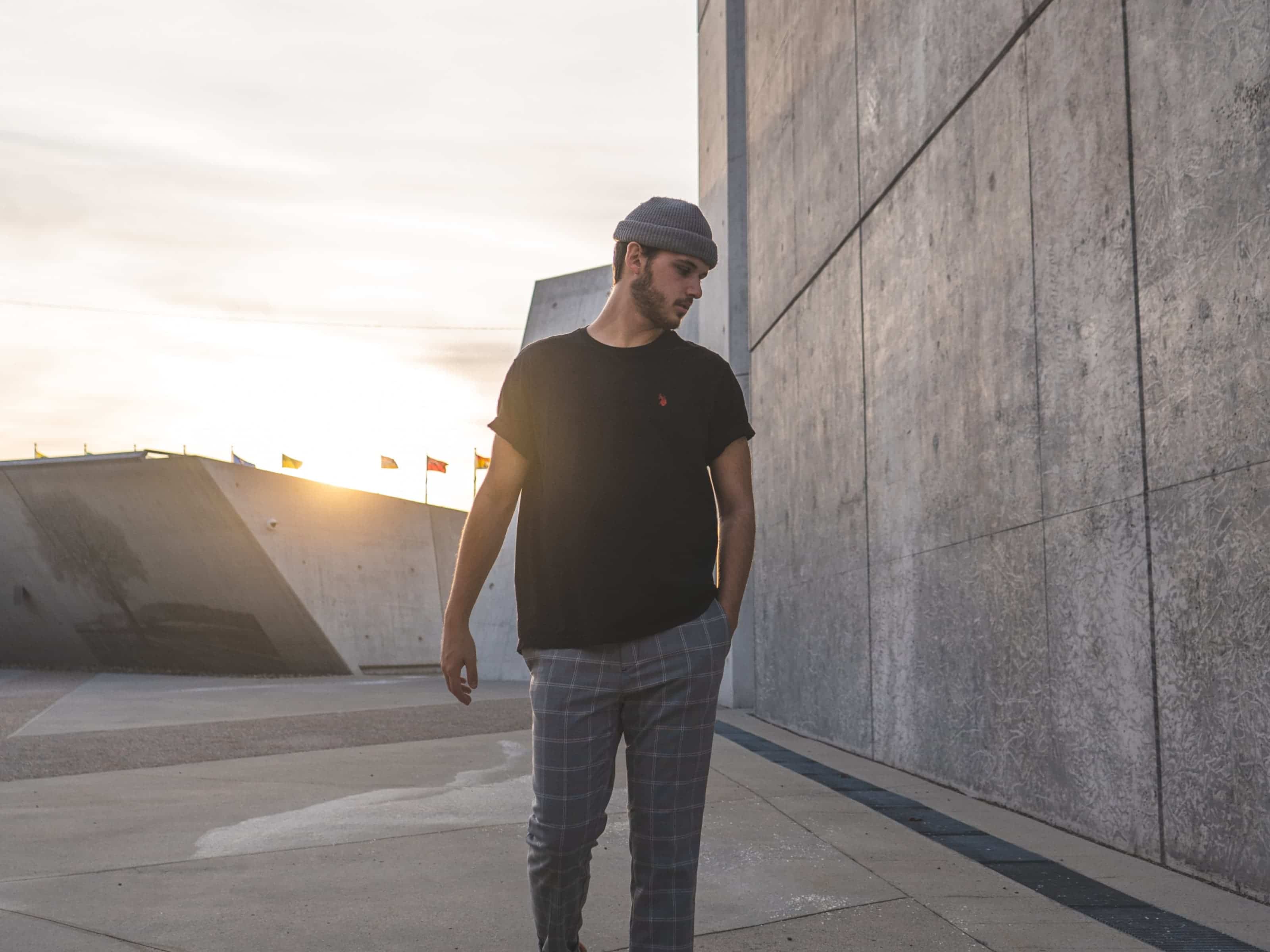 Concrete wall with person