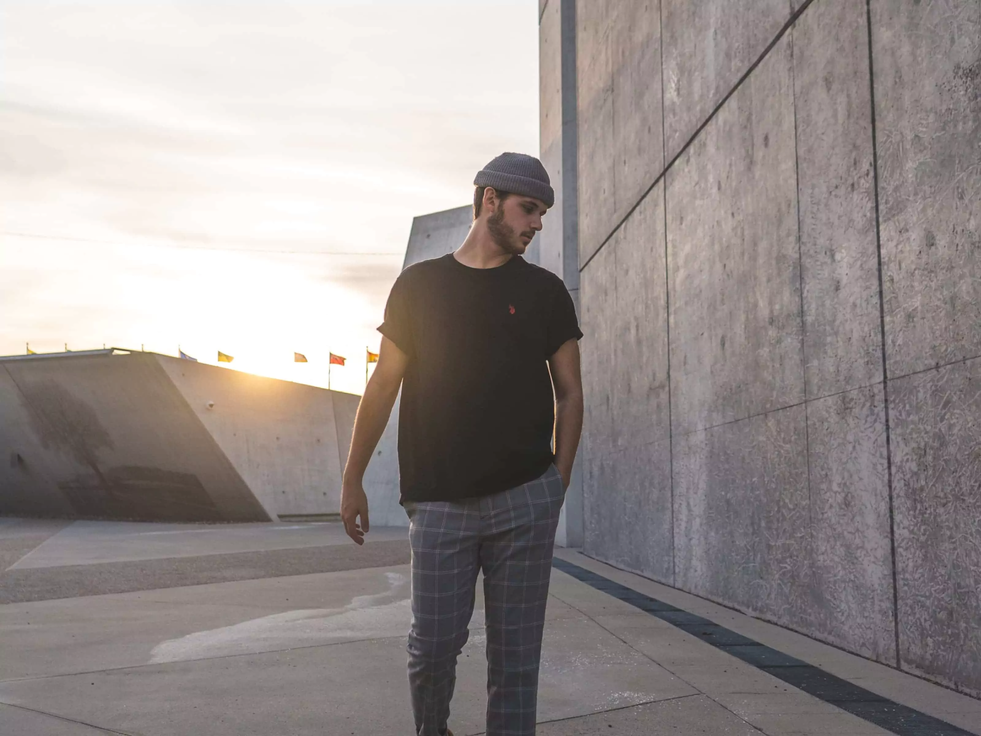 Concrete building with person