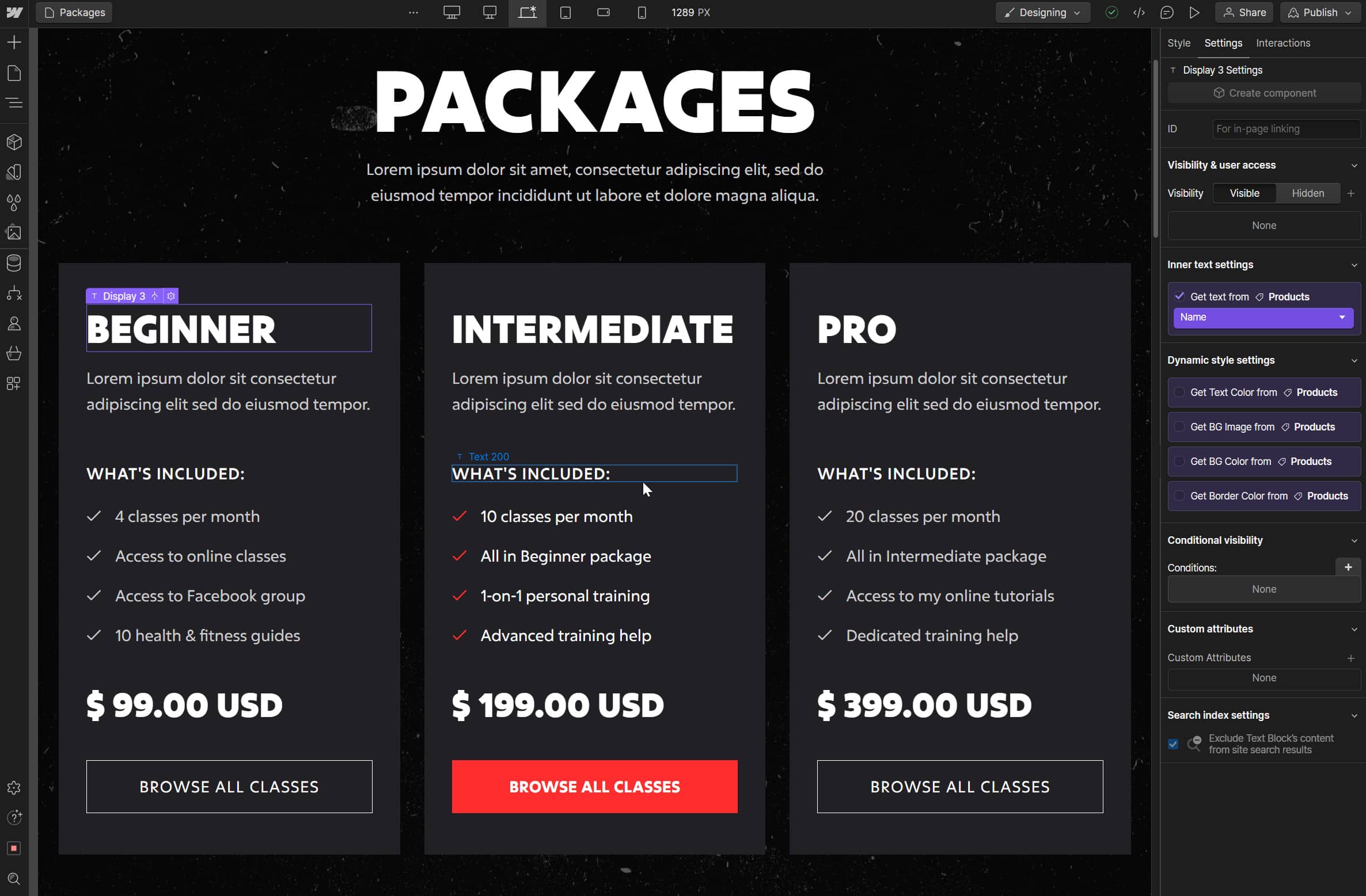 Ecommerce Content - Gymnastic X Webflow Template