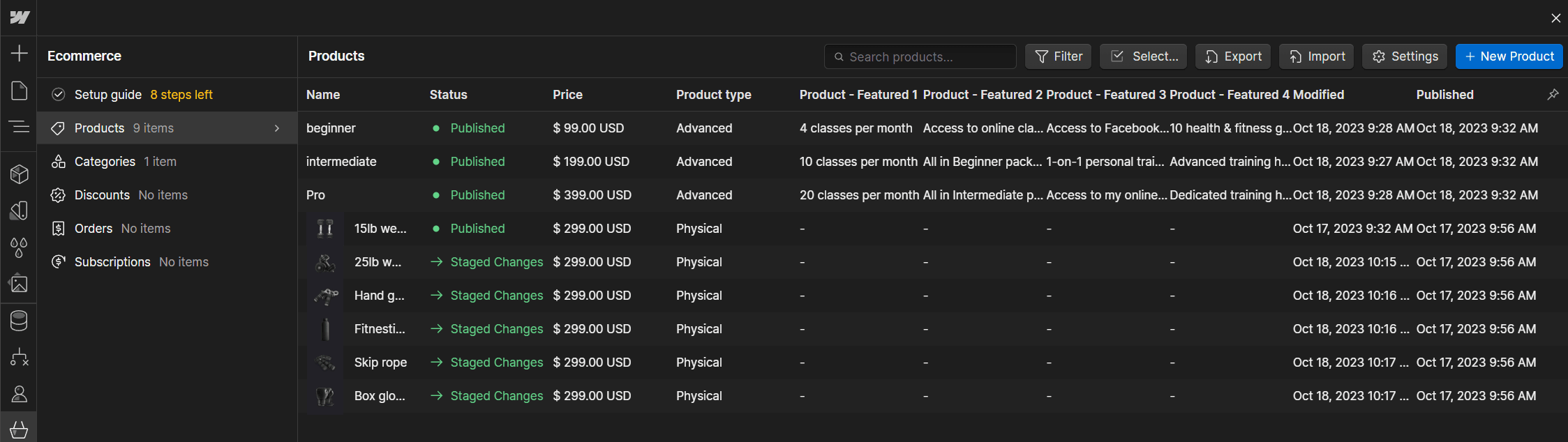 Ecommerce Collection - Gymnastic X Webflow Template
