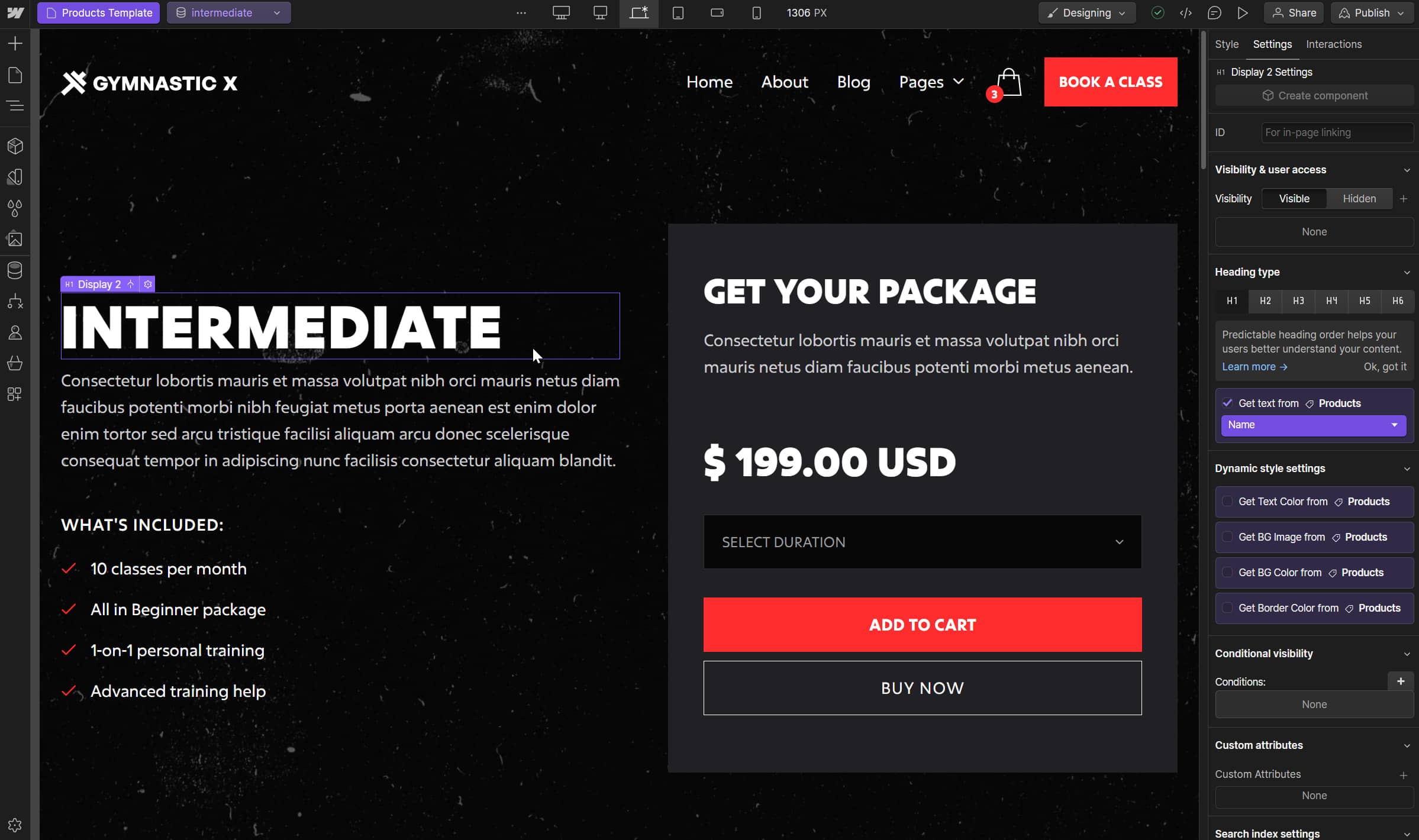 Ecommerce Page - Gymnastic X Webflow Template