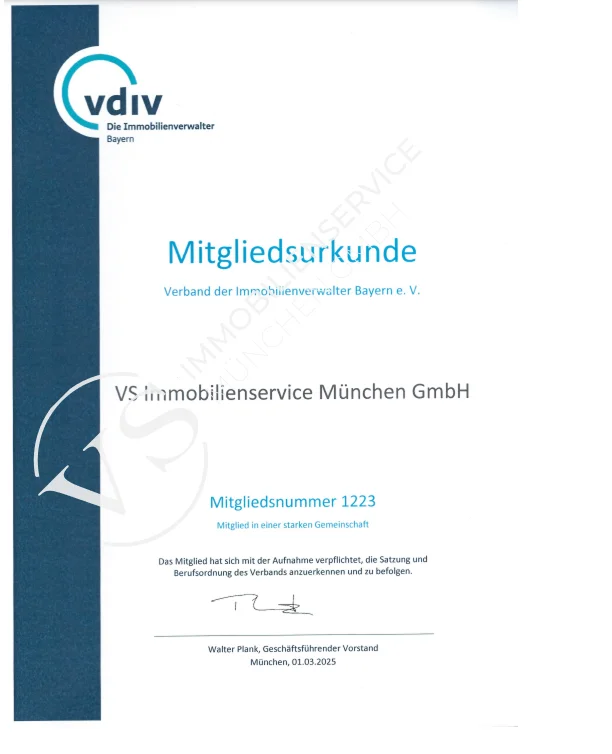 Mitgliedschaft im VDIV Bayern e. V.