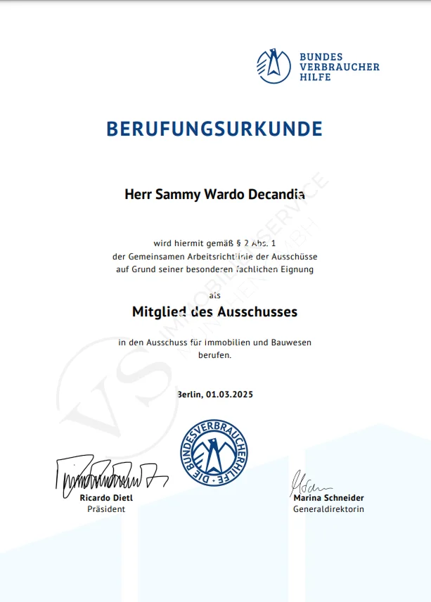 Mitgliedschaft Bundesverbraucherhilfe E.V.