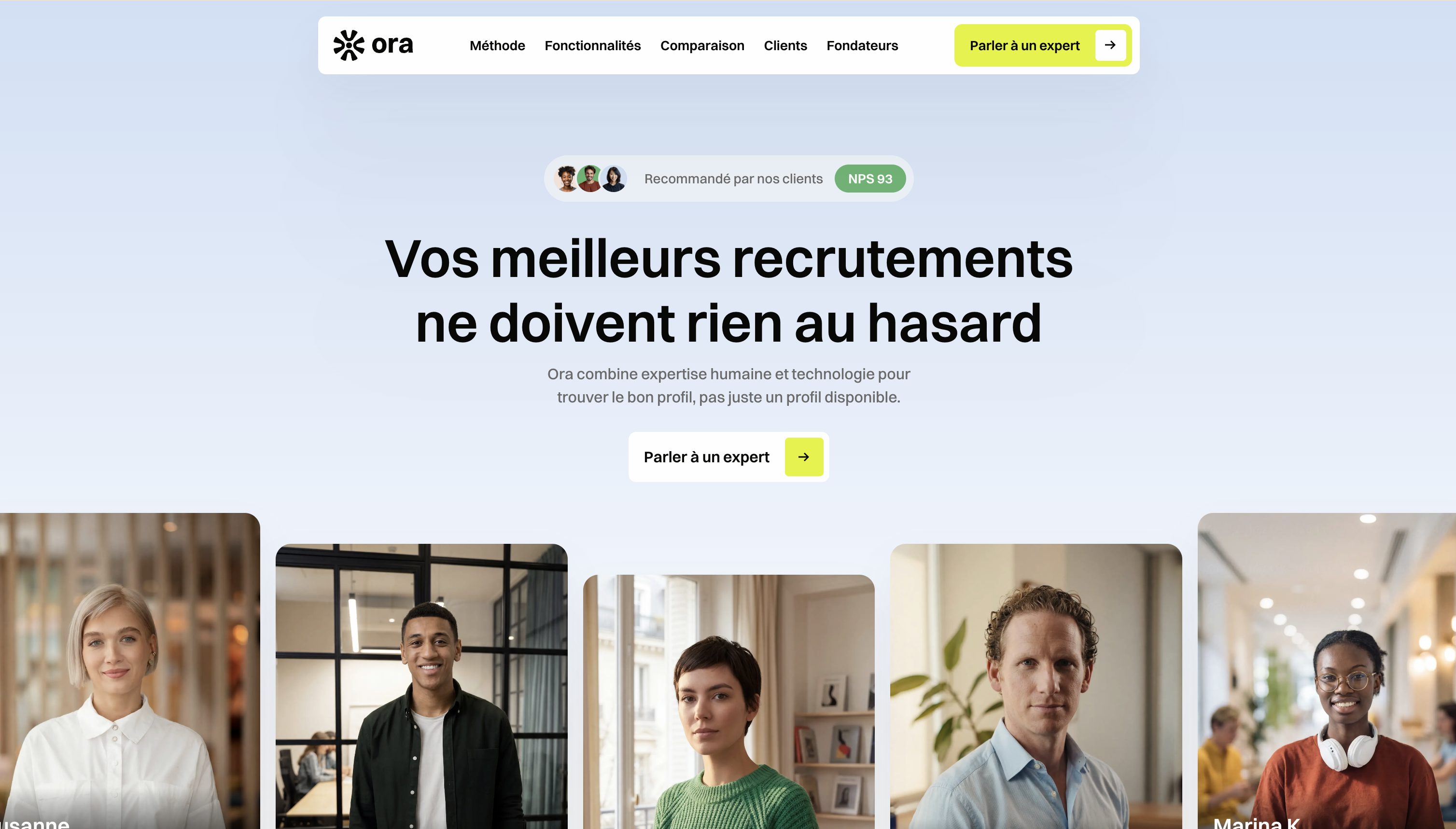 capture de la page d'accueil d'Ora