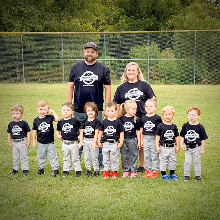 Team picture of the sponsored community little league team.