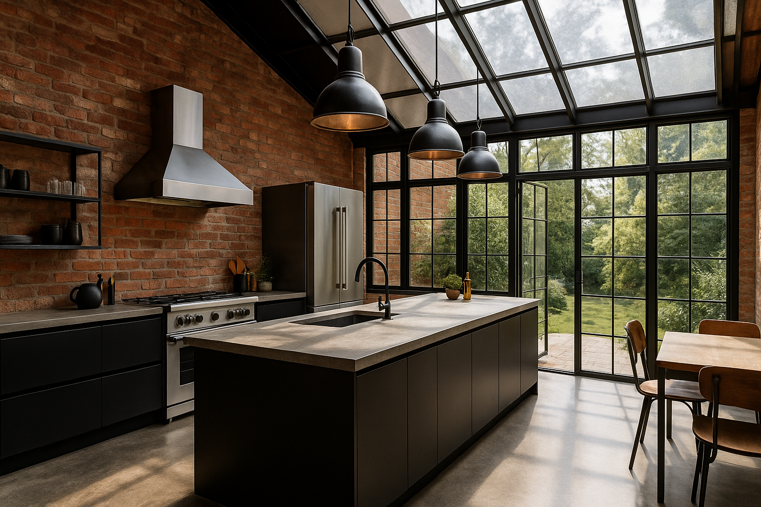 cuisine en veranda industriel
