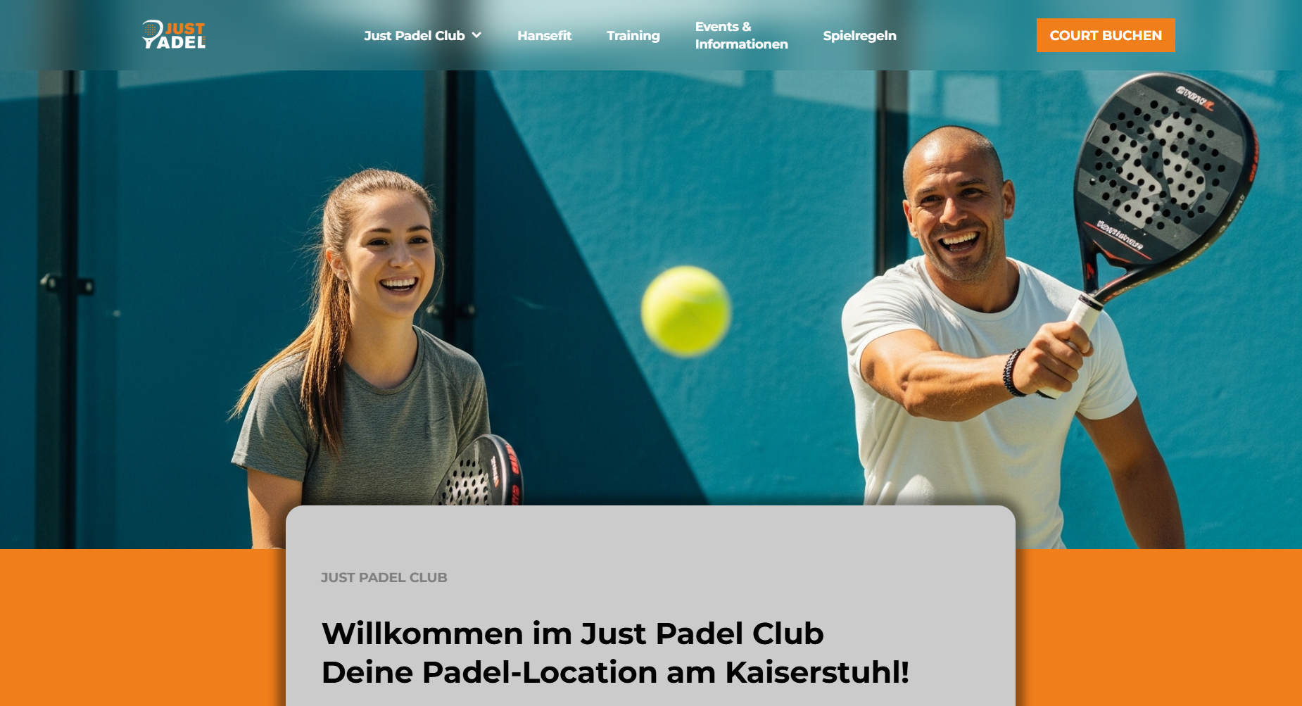 Just Padel Club - hero section
