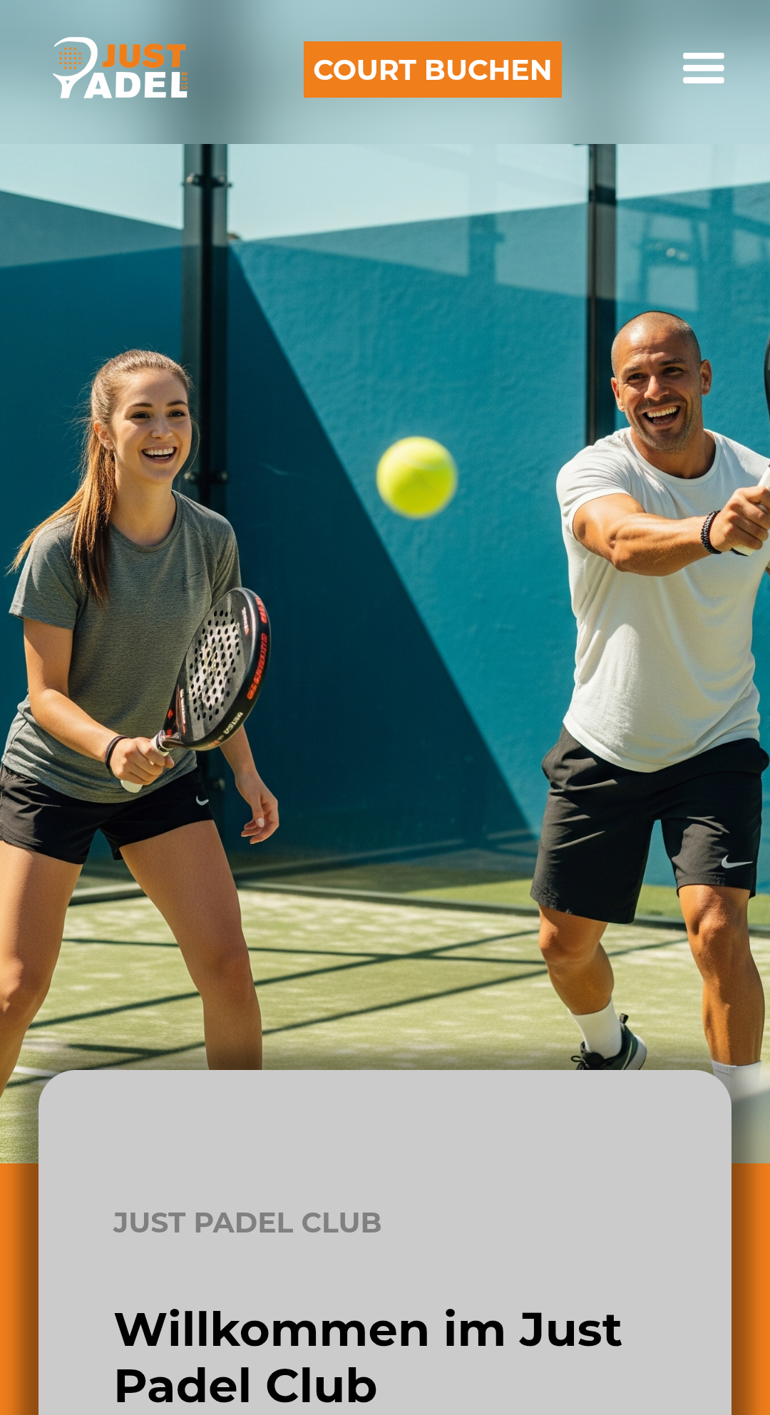 Just Padel Club - responsive design example