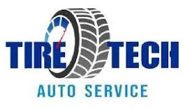 Logo for Tire Tech Auto Service featuring a stylized tire and blue text.