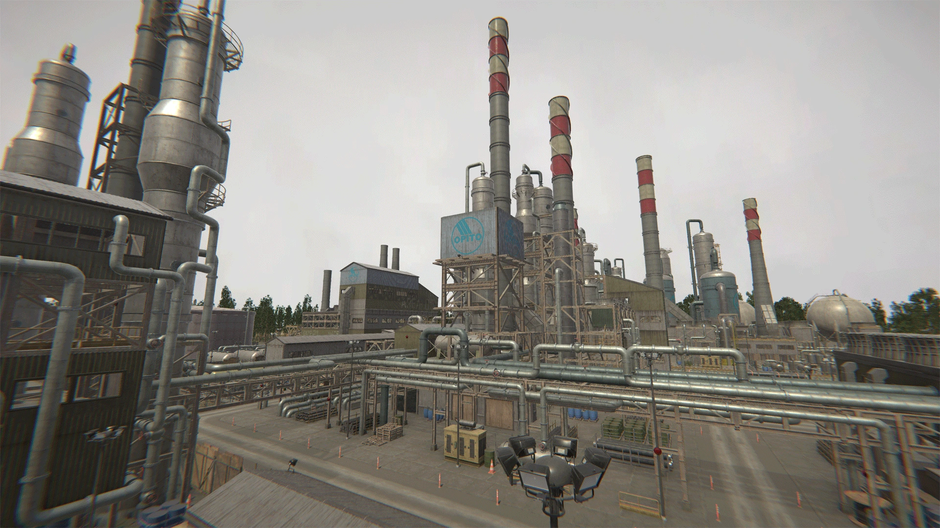 Multiple avatars gathered in muster zone during emergency training simulation, with roles assigned and voice communication enabled