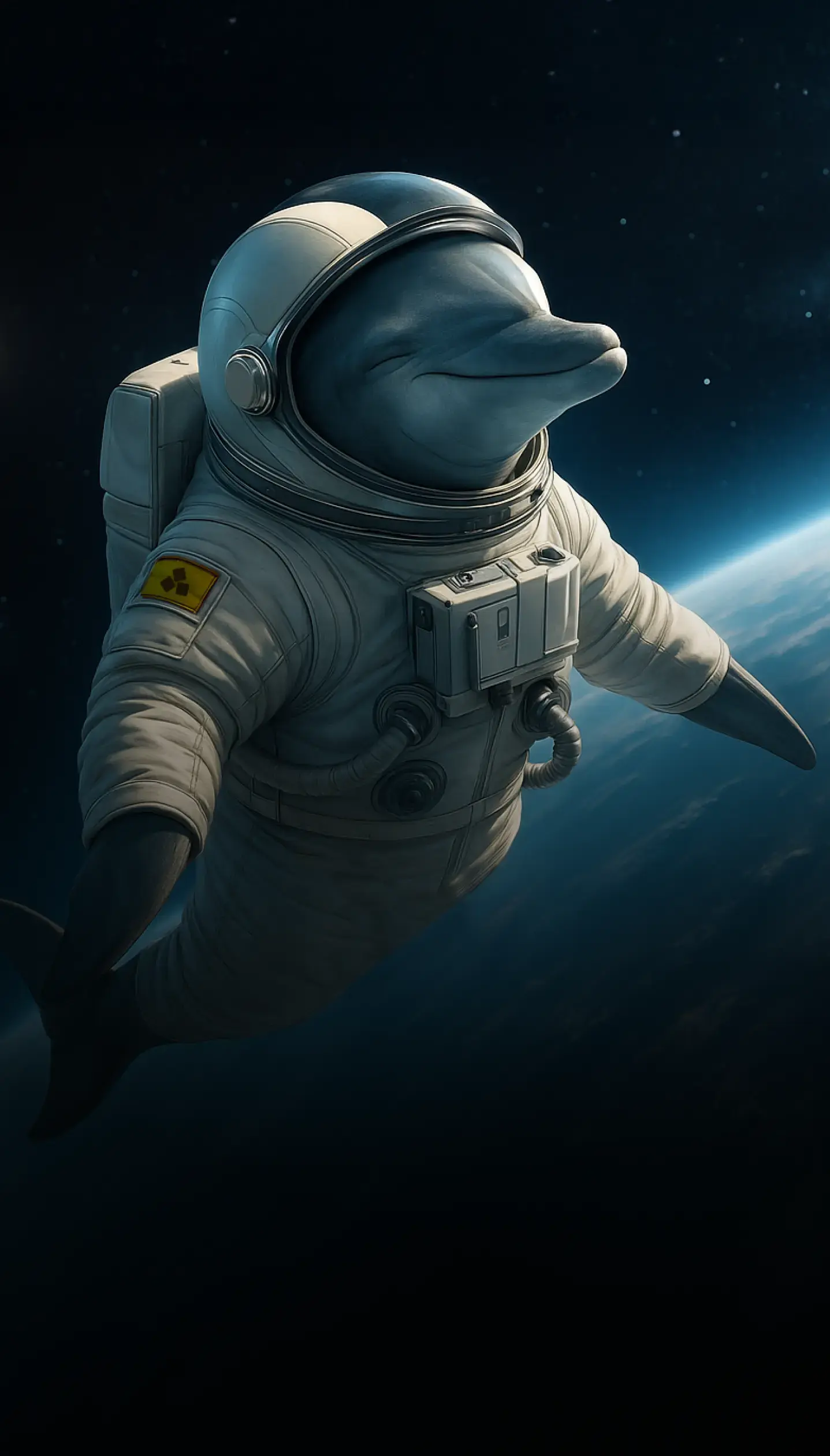 Hintergrundbild eines Delphins im Weltraum