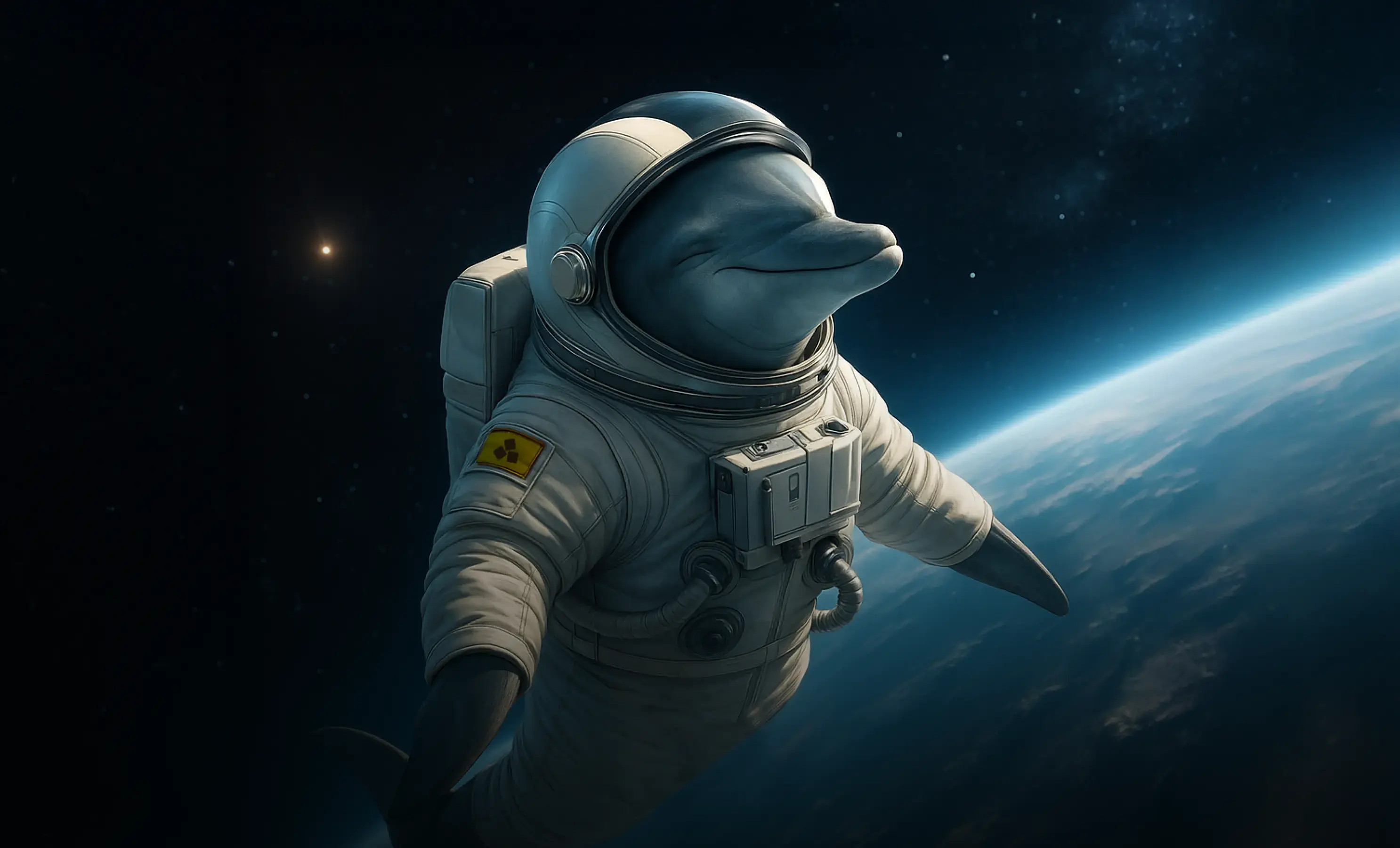 Hintergrundbild eines Delphins im Weltraum