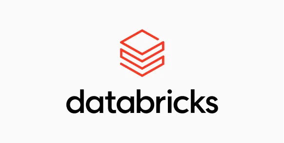 Databricks logo with red stacked diamond shapes above the black word databricks on white background.