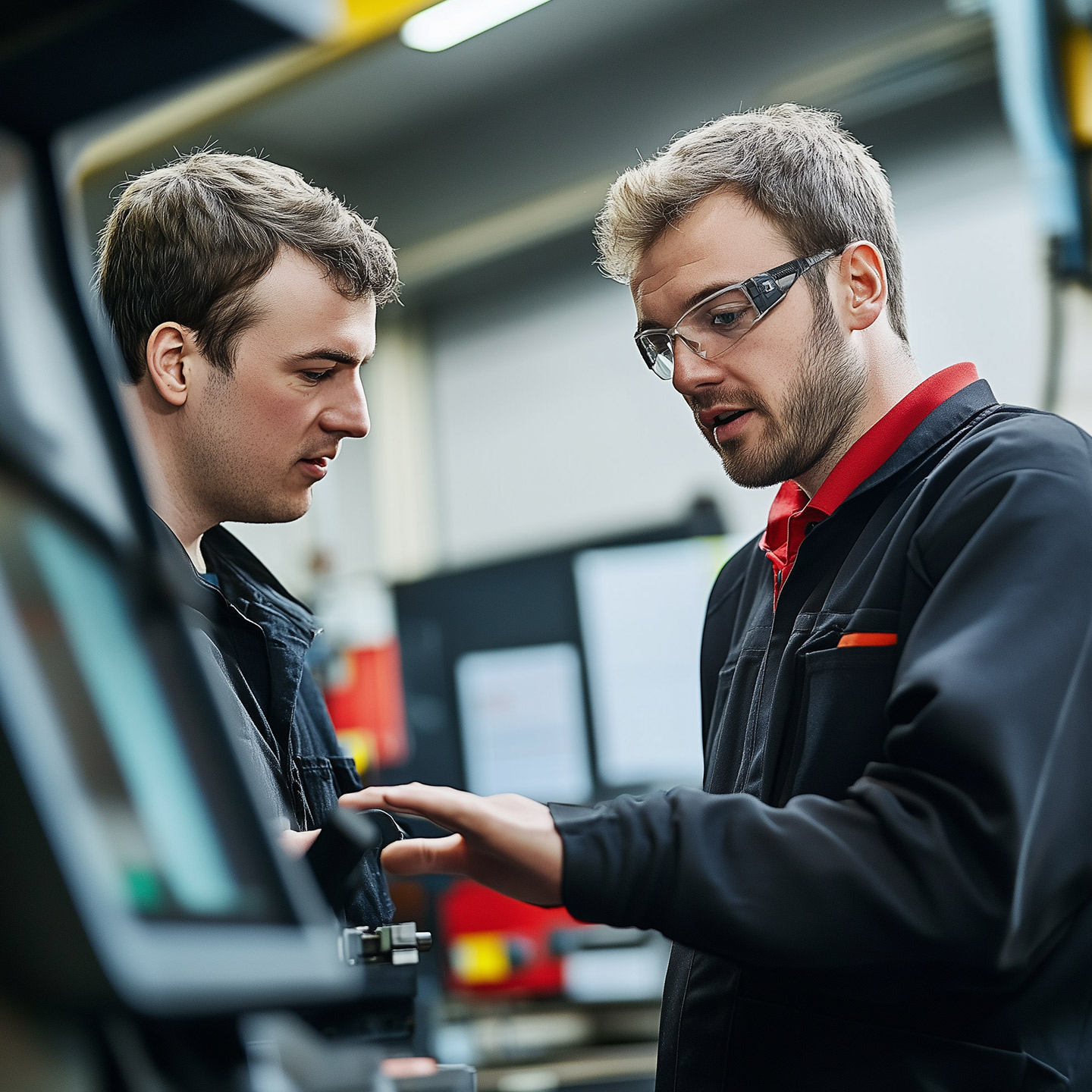 EDM-Workers-servicing-machine