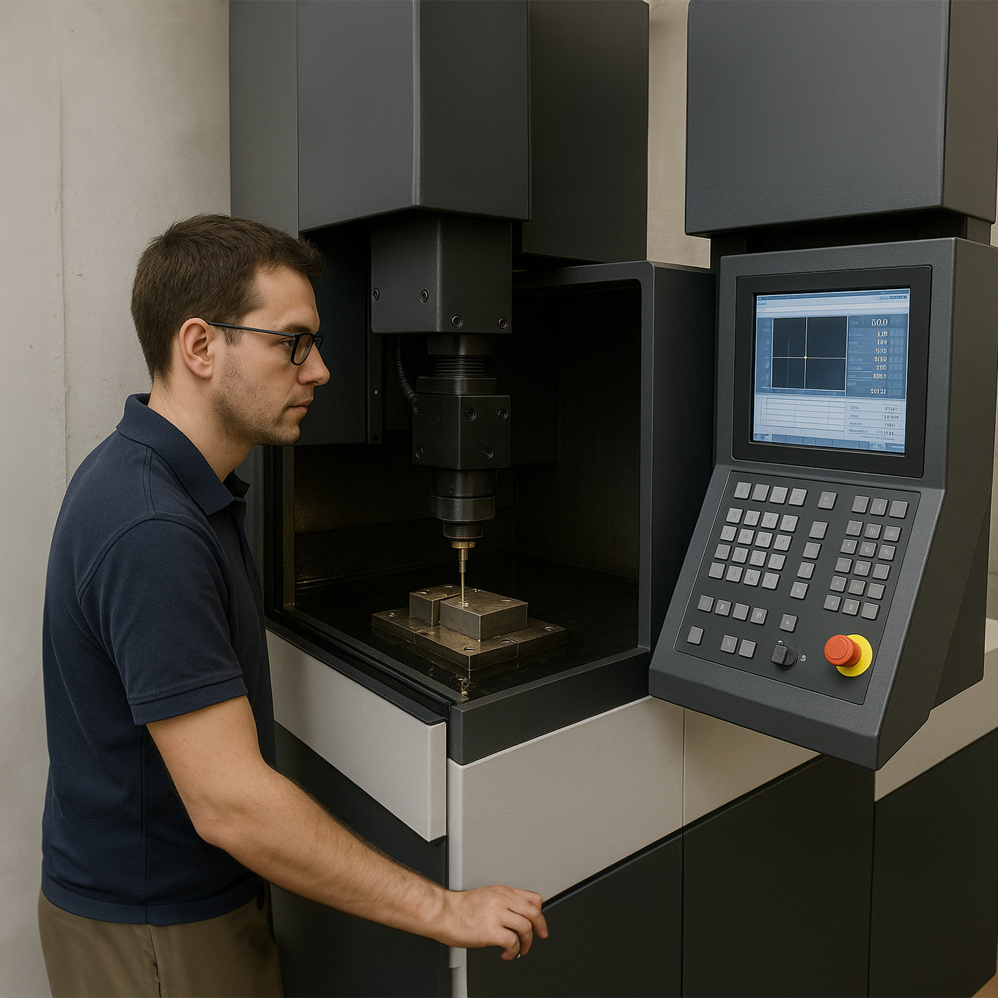 EDM Worker operating machine