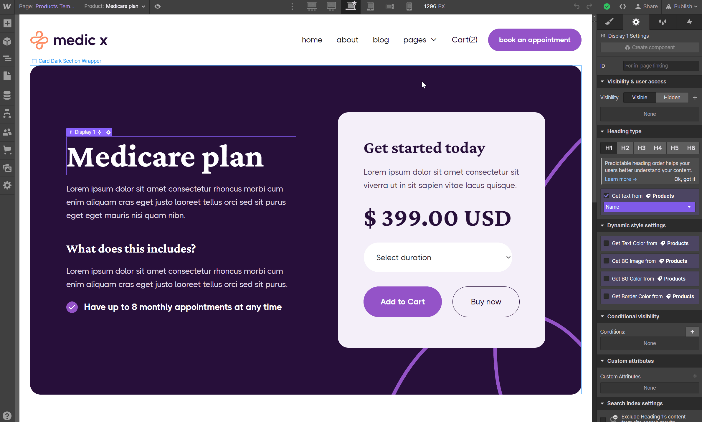 Start Here Products Page Backups - Medic X Webflow Template