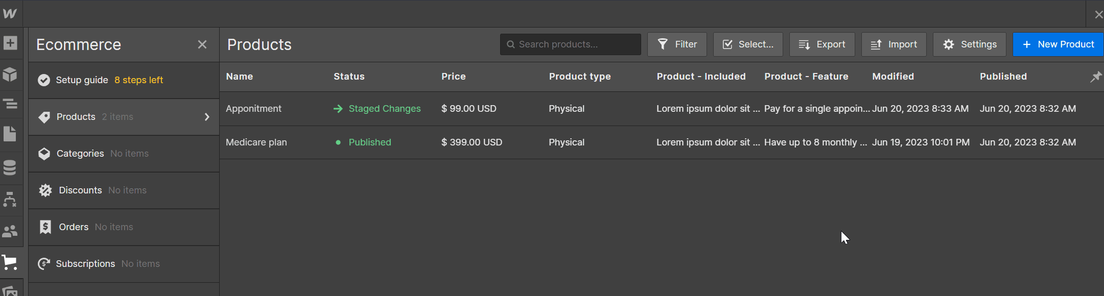 Start Here Products Cms - Medic X Webflow Template