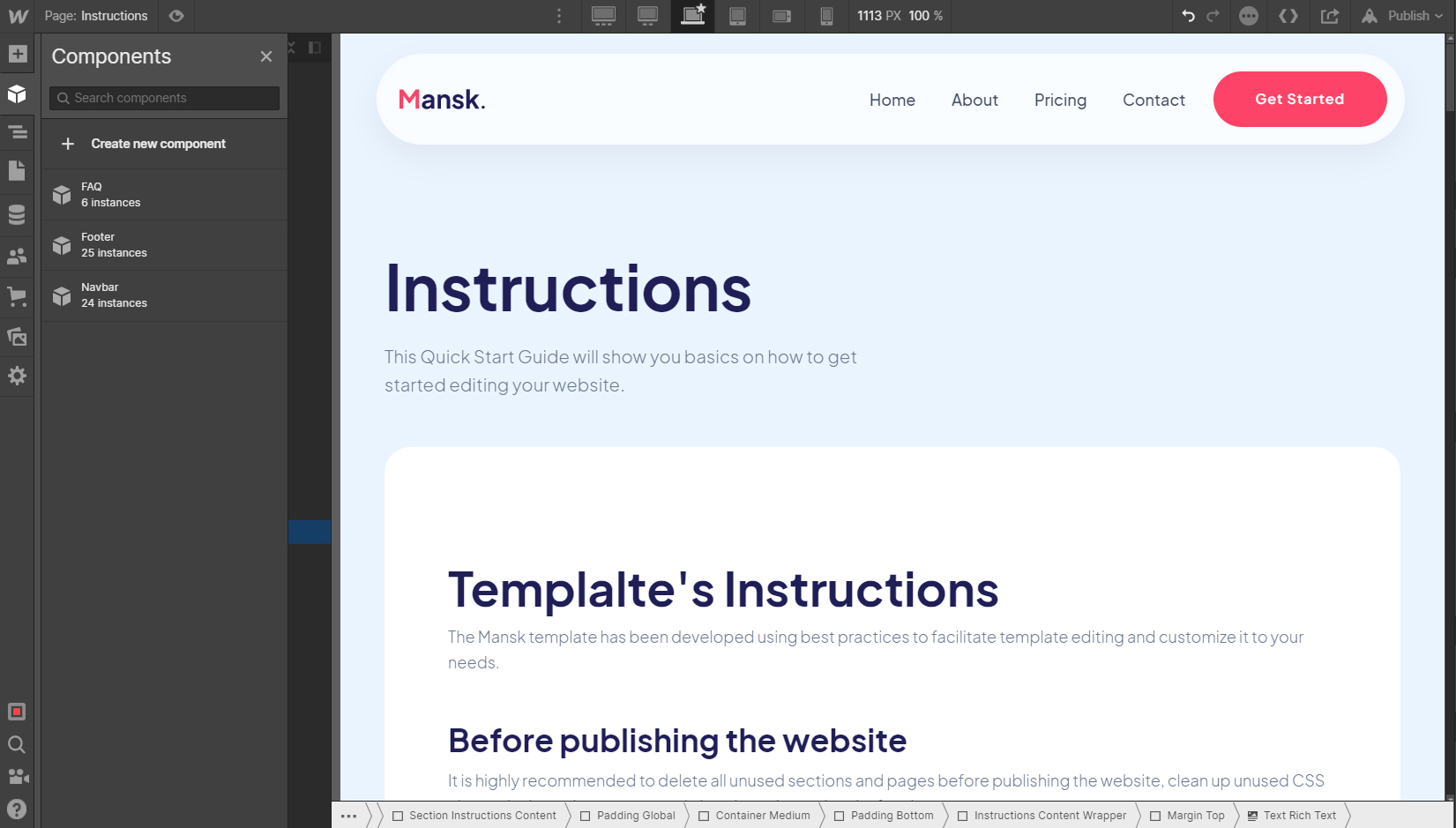 Components - Mansk Webflow Template