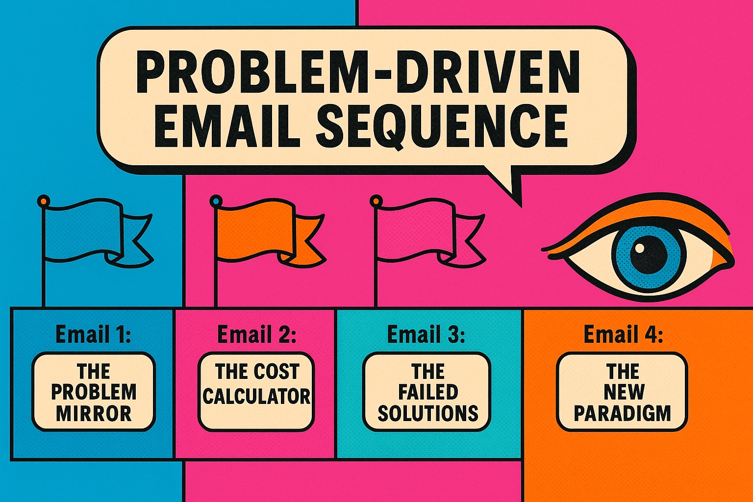 Diagram of pain-point & problem-driven email sequence