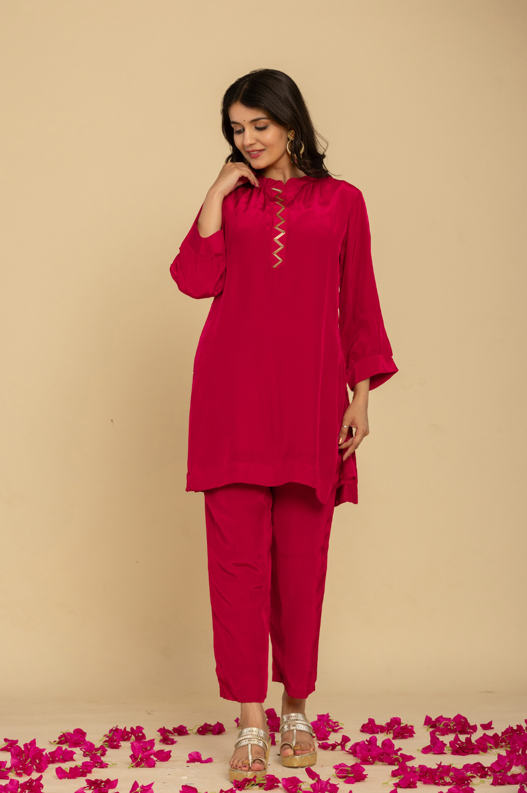 Solid pink crepe co-ord set