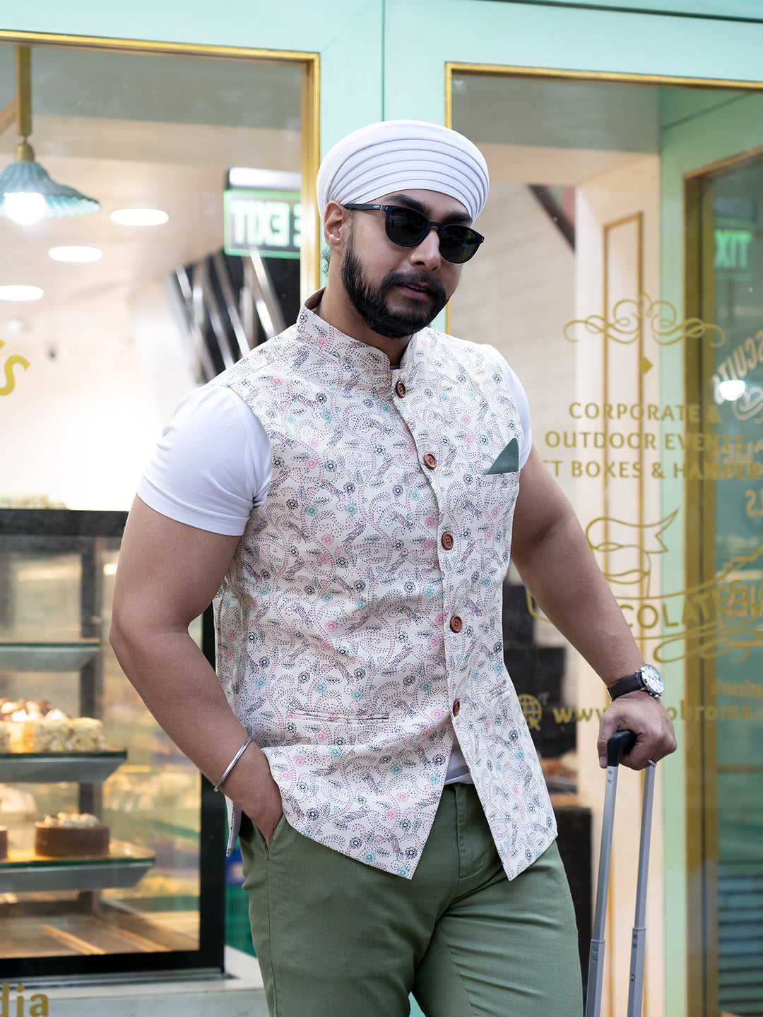 Multi Color Printed Nehru Jacket