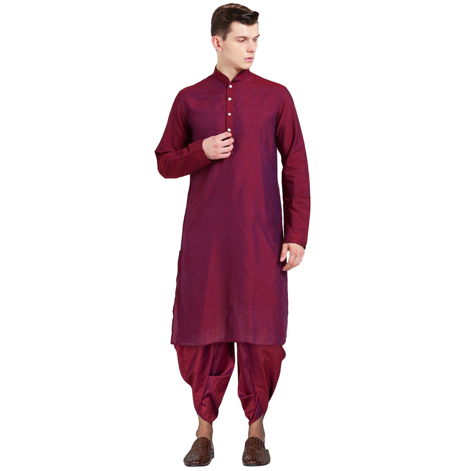 Kisah Men Magenta Kurta Dhoti Set