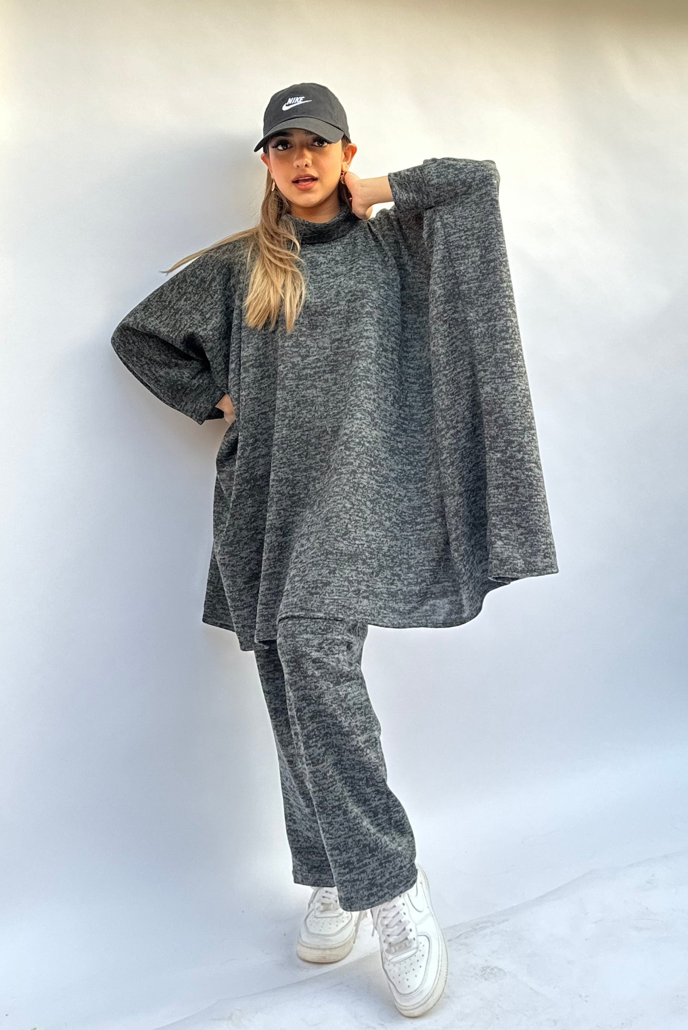 Ash Grey Kaftan Coord Set