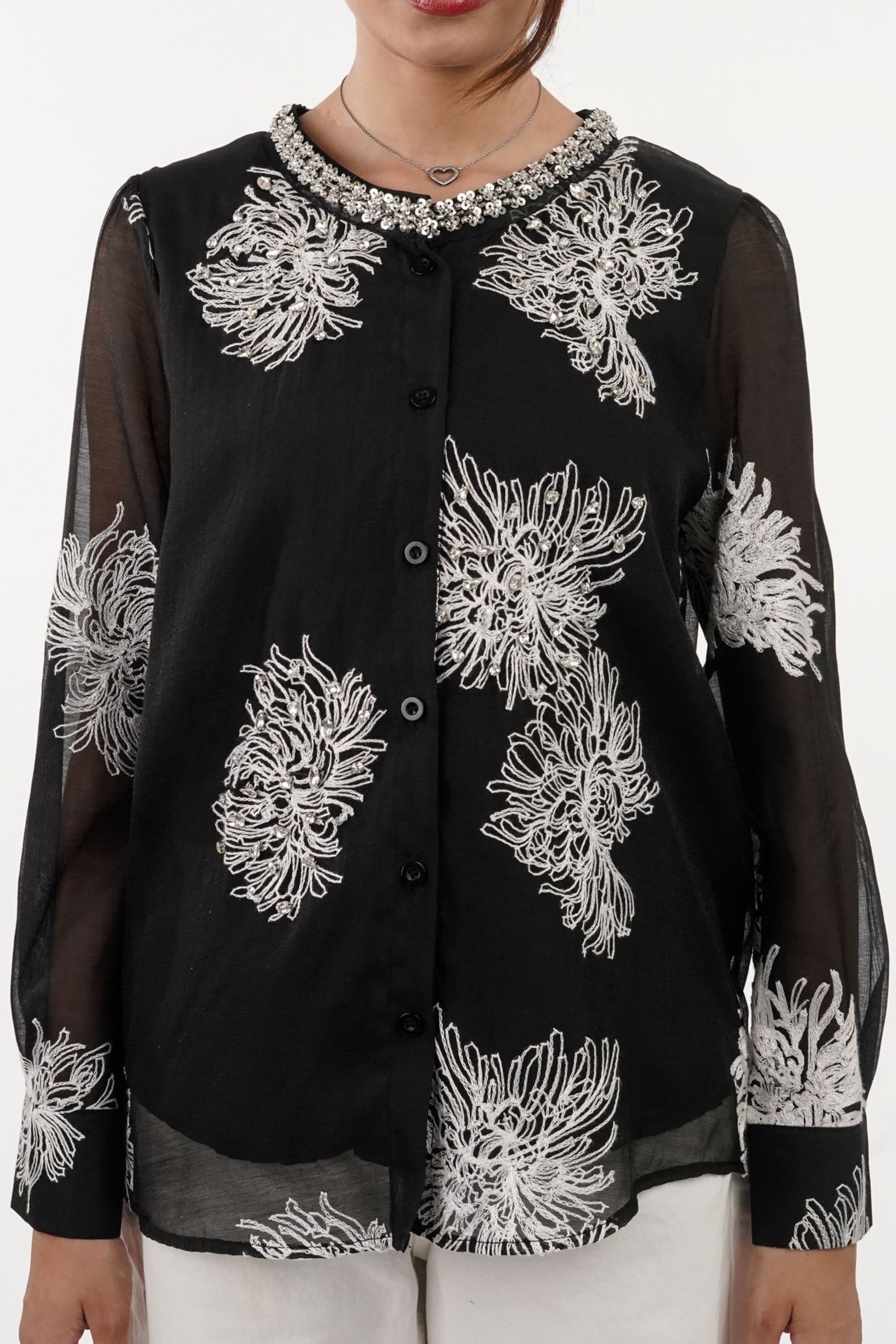 Angelica Black Embroidered Shirt