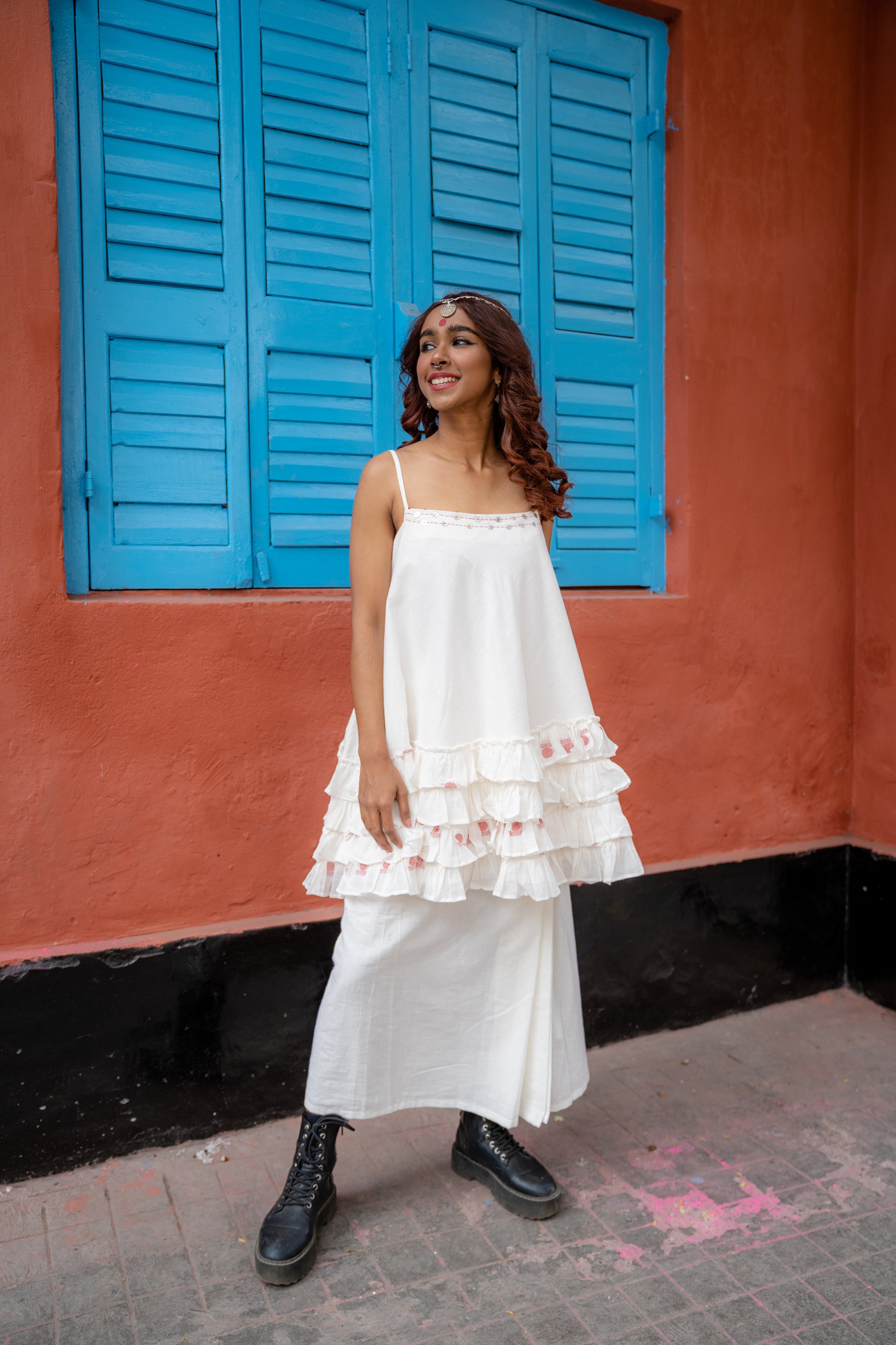 Set : Frill Top and Lungi Skirt - Shvet