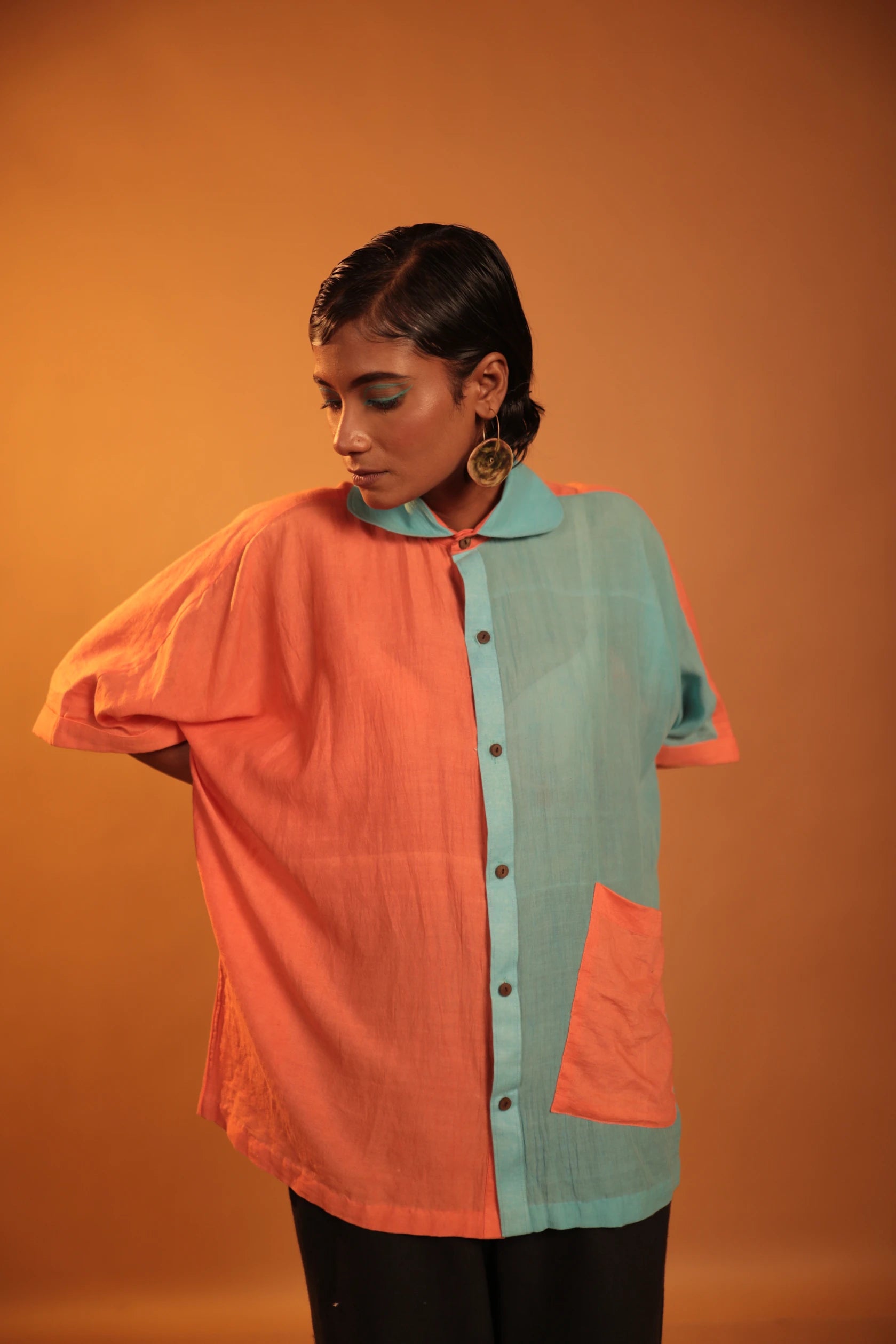 Art of Contrast Handloom Organic Cotton Shirt