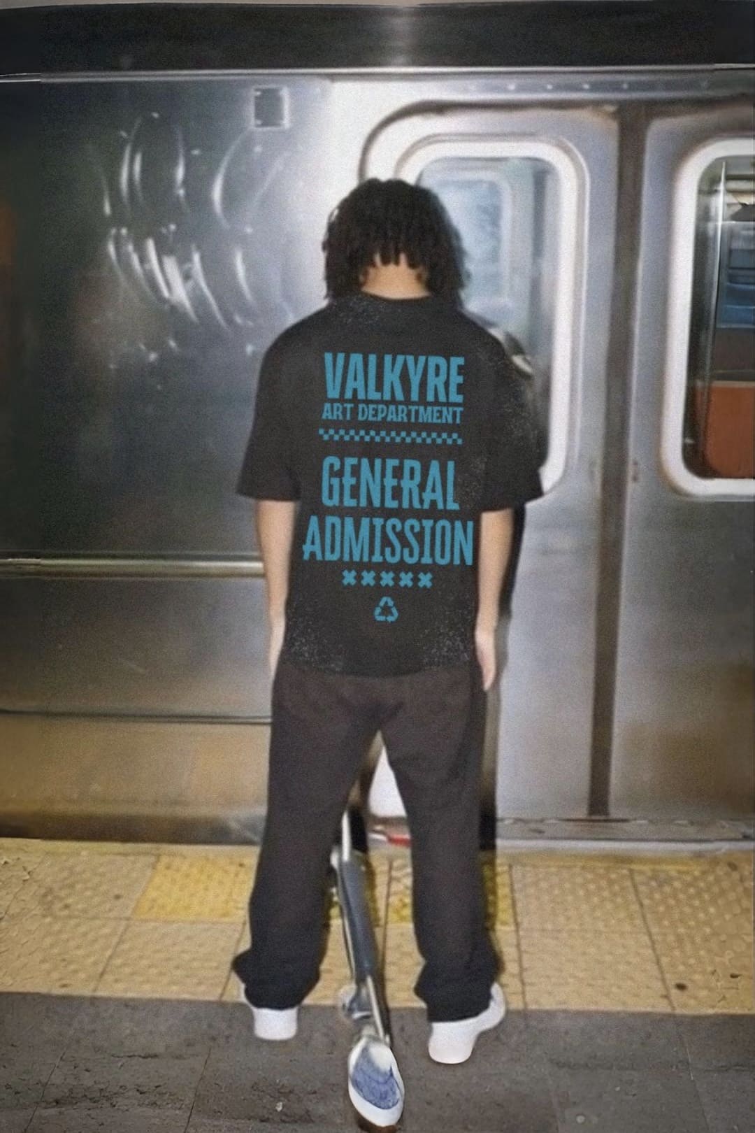 'ART DEPARTMENT SS25' TEAL VALKYRE ANTIQUE BLACK T-SHIRT