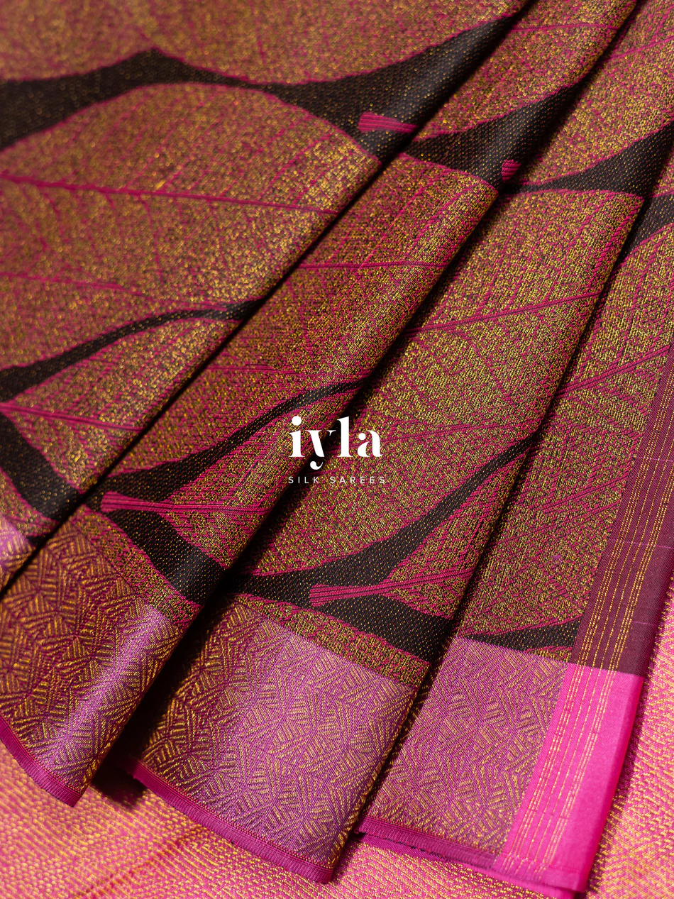 The Black Geometric Foliage Kanjeevaram