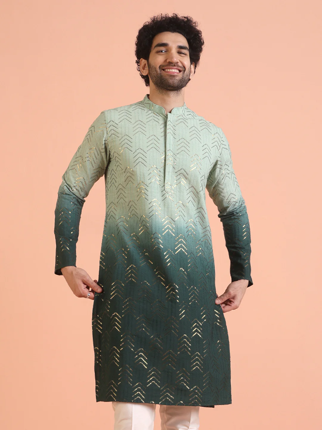 Ombre Embellished Sequinned Kurta