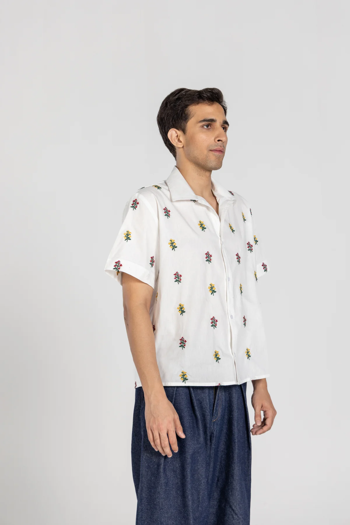 Flower Half Sleeve Shirt