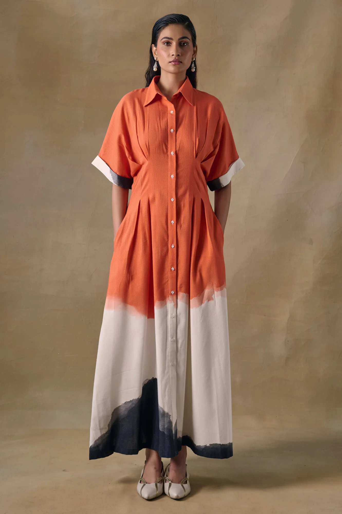 Orange Washed Kimono Dress